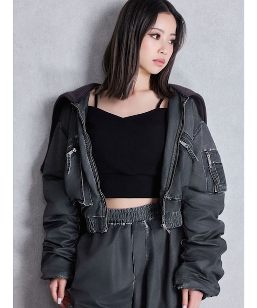 pigment processed hoodieブルゾン