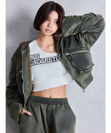 pigment processed hoodieブルゾン