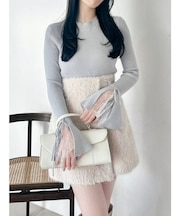 ヘムレースリブニットトップス