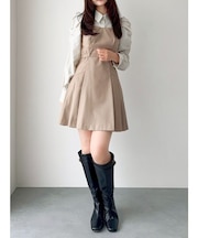 長袖レイヤードシャツミニワンピース