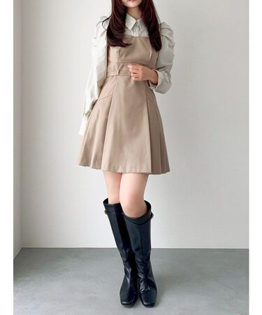 長袖レイヤードシャツミニワンピース