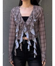 ラッフルハングクロップドブラウス