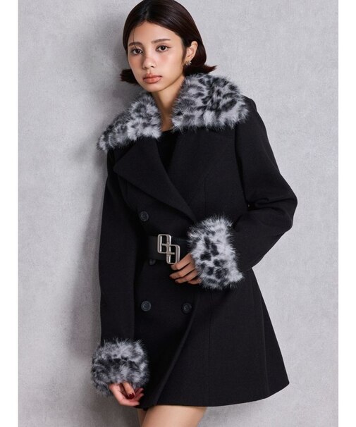 ベルト付きタイトファーコート