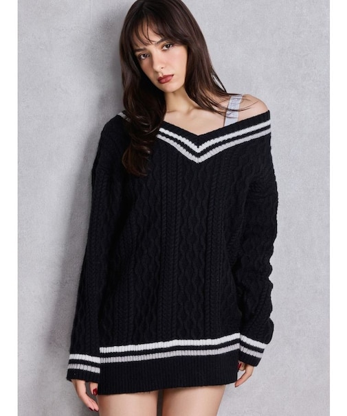 cable LOOSEニットレイヤードチュニックワンピース