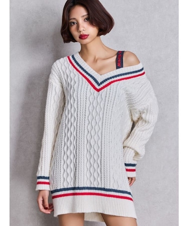 cable LOOSEニットレイヤードチュニックワンピース