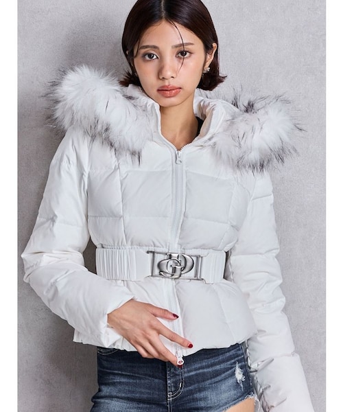 BCBGMAXAZURIA ベルト付き ショート コート 比翼ボタン BCBGMAXAZURIA ベルト付き ショート コート 比翼ボタン