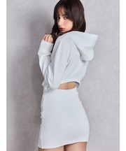 BACK OPENドッキングスウェットパーカーワンピース