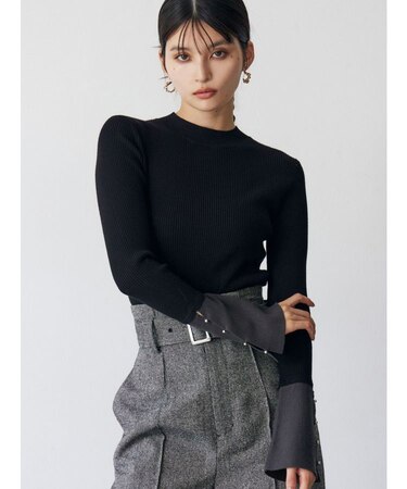 フレアスリーブアクセントニット