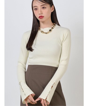 フレアスリーブアクセントニット