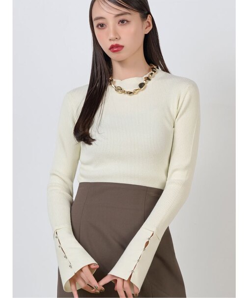 フレアスリーブアクセントニット