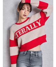 LITERALLYボーダーショートニットトップス