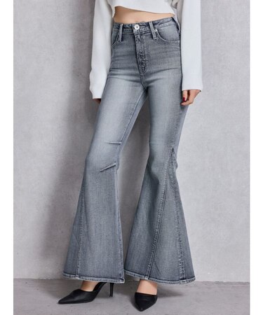 ハイウエストleg lengthフレアデニムパンツ