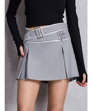 belt designプリーツスカートライクショートパンツ
