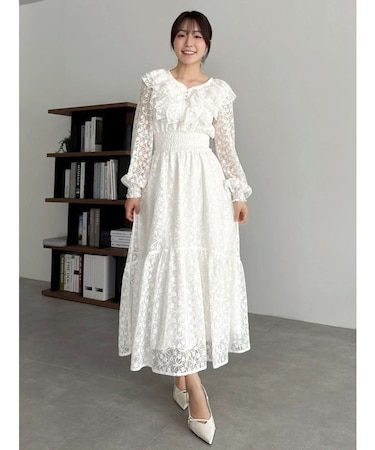 バックリボンレースフリルワンピース