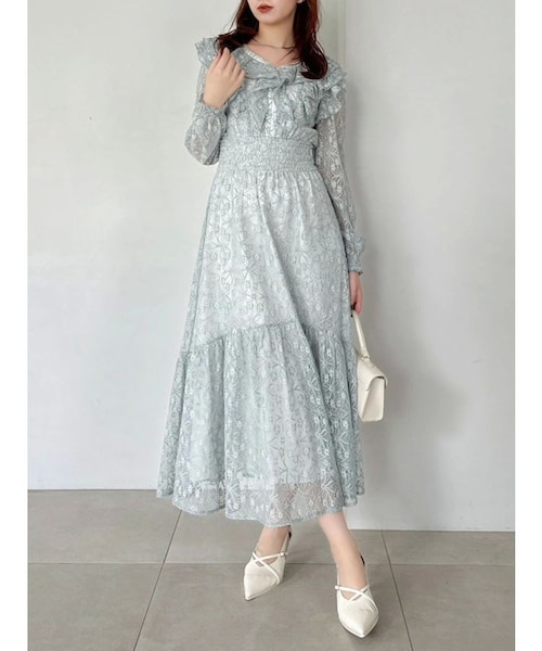 バックリボンレースフリルワンピース｜マークスタイラーアウトレットの