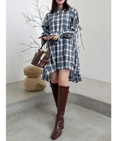 シャツイレフレアミニワンピース