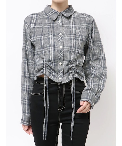 ドロストショートGRUNGEチェックシャツ