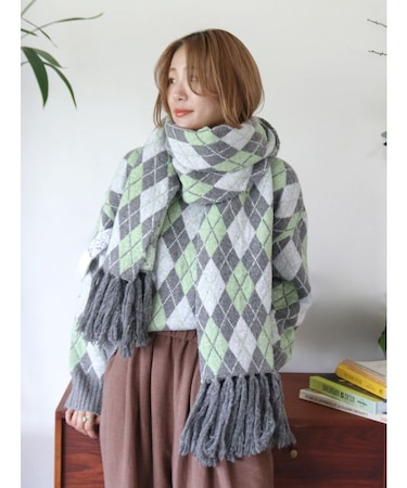 アーガイルルーズニット