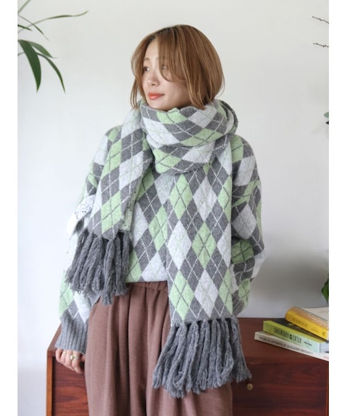 アーガイルルーズニット