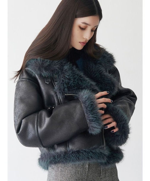 アンイーブンショートフェイクムートンジャケット