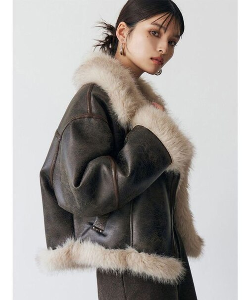 アンイーブンショートフェイクムートンジャケット