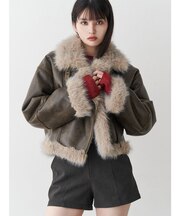 アンイーブンショートフェイクムートンジャケット