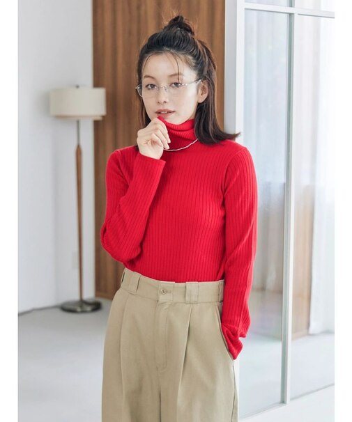 ウォッシャブルタートルニット