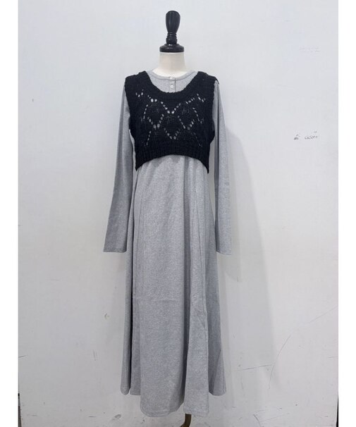 ニットレイヤードワンピース