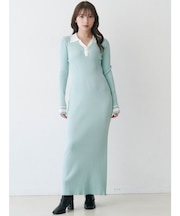 バイカラースキッパーニットワンピース