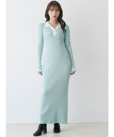 バイカラースキッパーニットワンピース