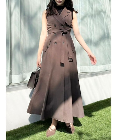 【WEB限定カラーあり】トレンチディティールジレワンピース