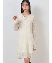 レースアップミニワンピース