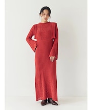 透かし編みニットワンピース