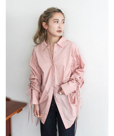 ギャザーデザインルーズシャツ