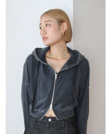 ダブルジップヴィンテージショートパーカー