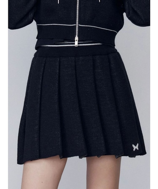 プリーツニットミニスカート