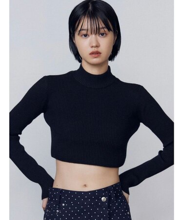 ハイネッククロップニット