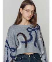 リボンラインショートニット