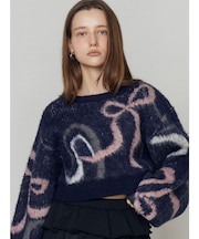 リボンラインショートニット