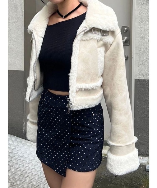 ショートフェイクムートンブルゾン