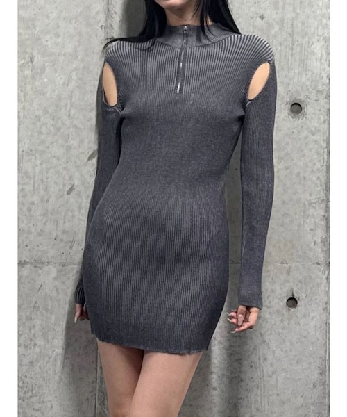 オープンリブジップニットワンピース｜マークスタイラー