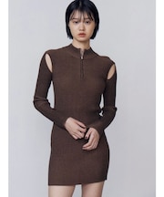 オープンリブジップニットワンピース