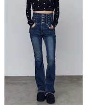 スリーレスアップハイウエストフレアパギンス