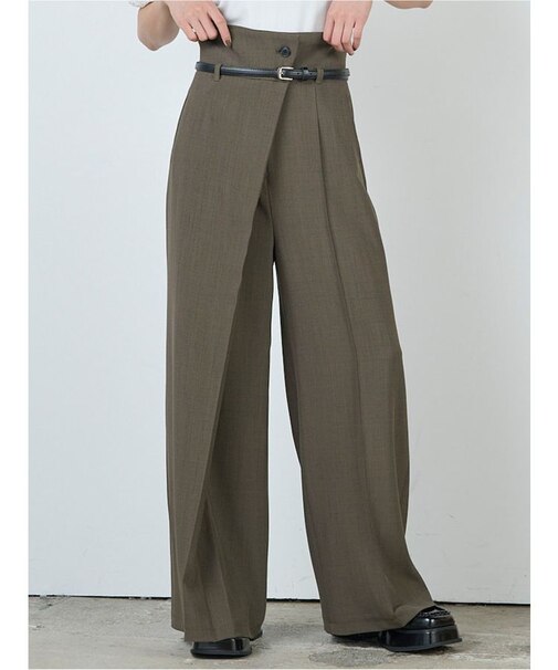 ベルトハイウエストワイドパンツ