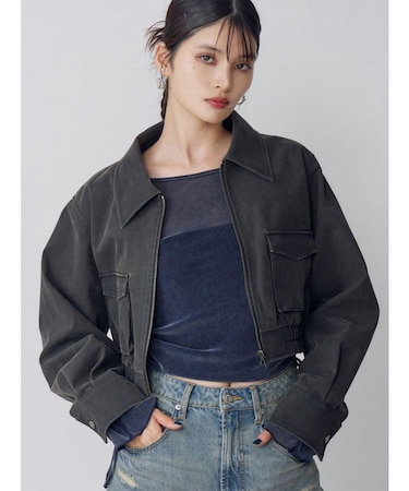 フェイクレザーショートフライトジャケット【セット販売対象】