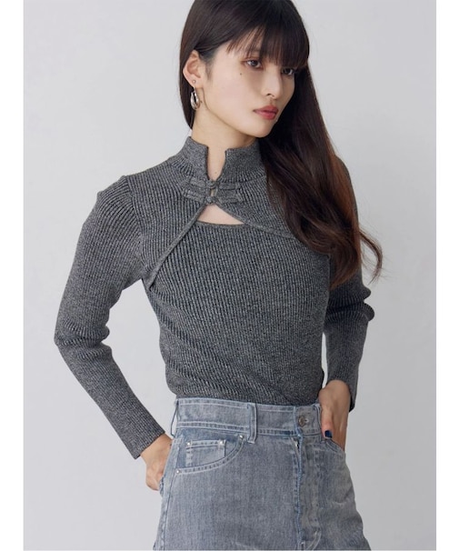 チャイナタイトリブニット