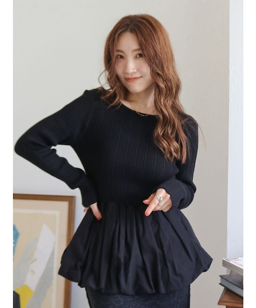 バルーンデザインバックオープンニット