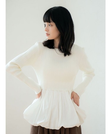 バルーンデザインバックオープンニット
