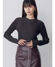 メランジバイカラーリブニット