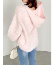 リップルカールニットフーディ